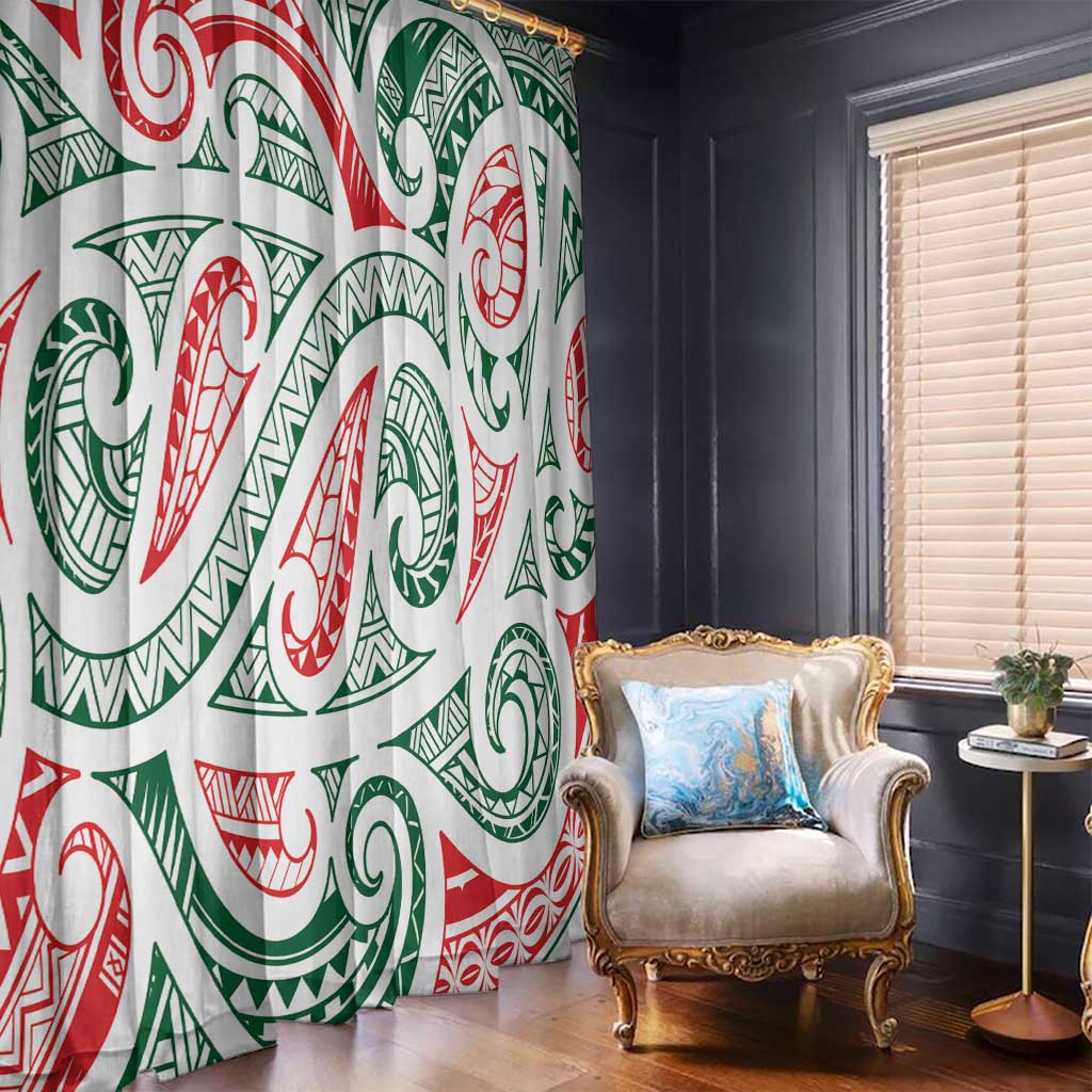 New Zealand Kowhaiwhai Christmas Window Curtain Traditional Maori Koru Pattern - Aussie Hoodie