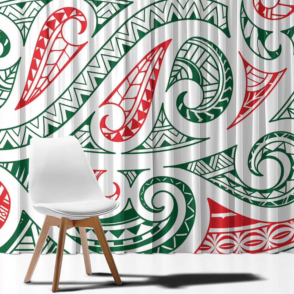 New Zealand Kowhaiwhai Christmas Window Curtain Traditional Maori Koru Pattern - Aussie Hoodie