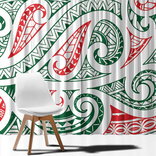 New Zealand Kowhaiwhai Christmas Window Curtain Traditional Maori Koru Pattern - Aussie Hoodie