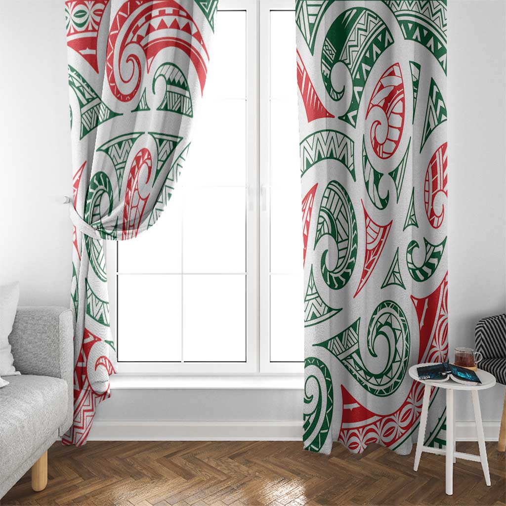 New Zealand Kowhaiwhai Christmas Window Curtain Traditional Maori Koru Pattern - Aussie Hoodie
