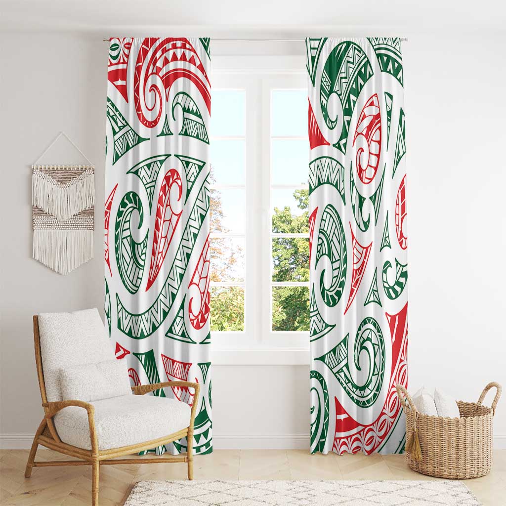 New Zealand Kowhaiwhai Christmas Window Curtain Traditional Maori Koru Pattern - Aussie Hoodie