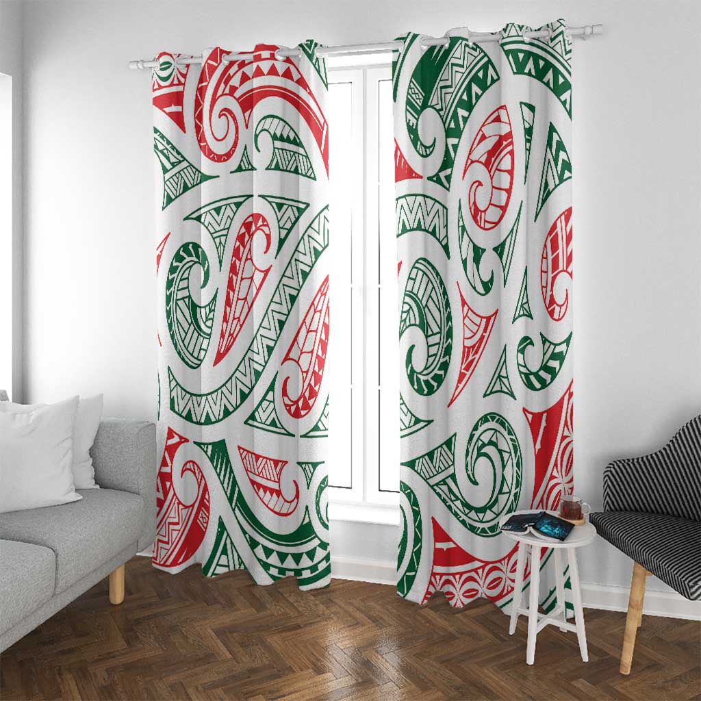 New Zealand Kowhaiwhai Christmas Window Curtain Traditional Maori Koru Pattern - Aussie Hoodie