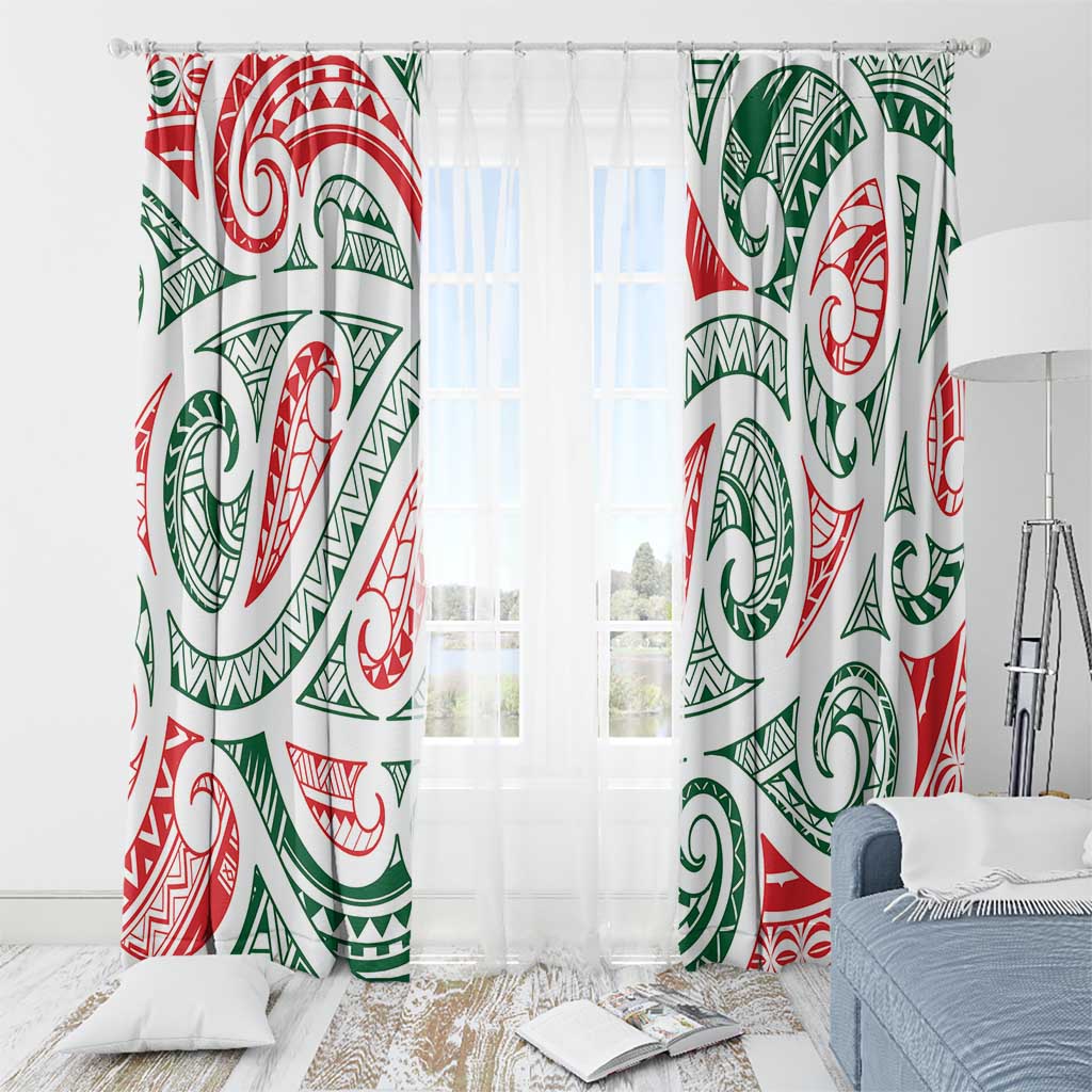 New Zealand Kowhaiwhai Christmas Window Curtain Traditional Maori Koru Pattern - Aussie Hoodie