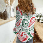 New Zealand Kowhaiwhai Christmas Women Casual Shirt Traditional Maori Koru Pattern - Aussie Hoodie