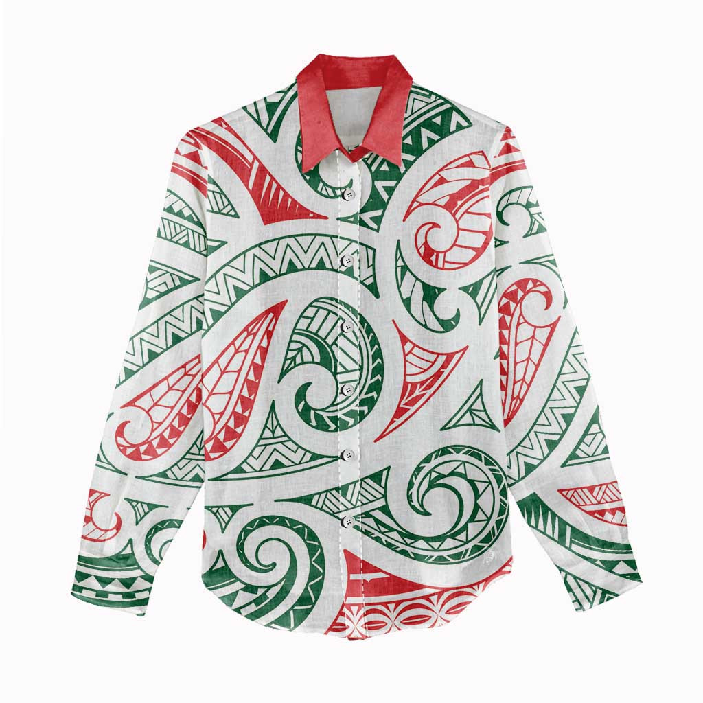 New Zealand Kowhaiwhai Christmas Women Casual Shirt Traditional Maori Koru Pattern - Aussie Hoodie