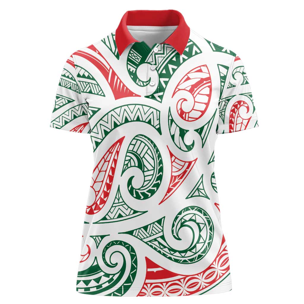 New Zealand Kowhaiwhai Christmas Women Polo Shirt Traditional Maori Koru Pattern - Aussie Hoodie