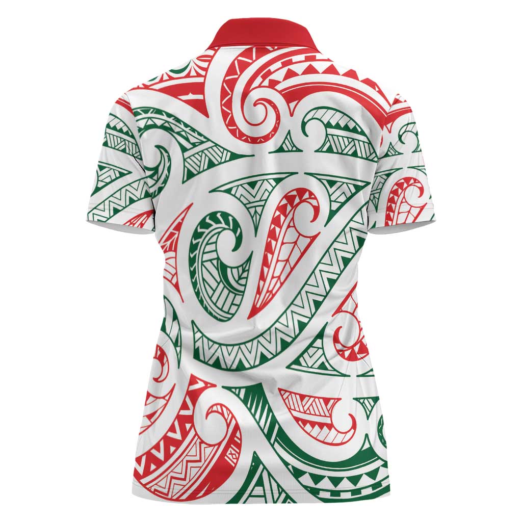 New Zealand Kowhaiwhai Christmas Women Polo Shirt Traditional Maori Koru Pattern - Aussie Hoodie