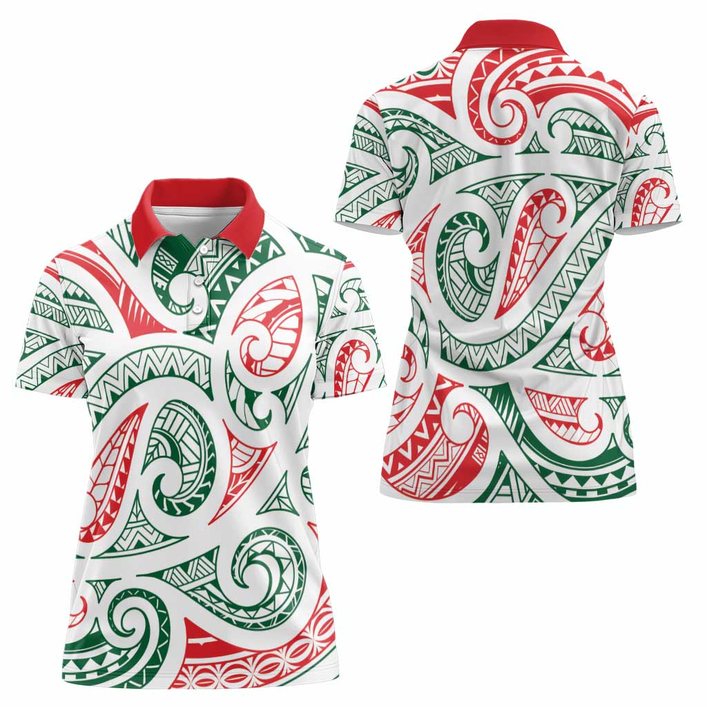 New Zealand Kowhaiwhai Christmas Women Polo Shirt Traditional Maori Koru Pattern - Aussie Hoodie