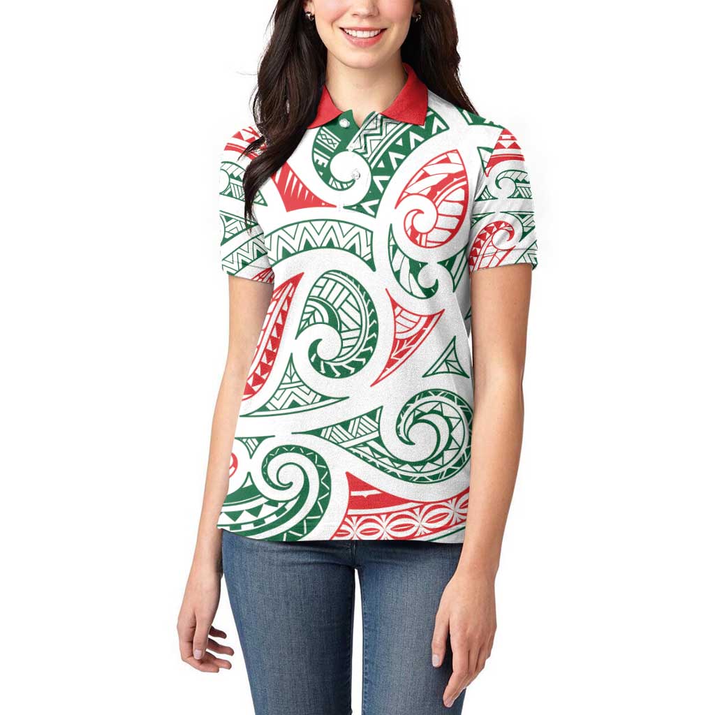 New Zealand Kowhaiwhai Christmas Women Polo Shirt Traditional Maori Koru Pattern - Aussie Hoodie