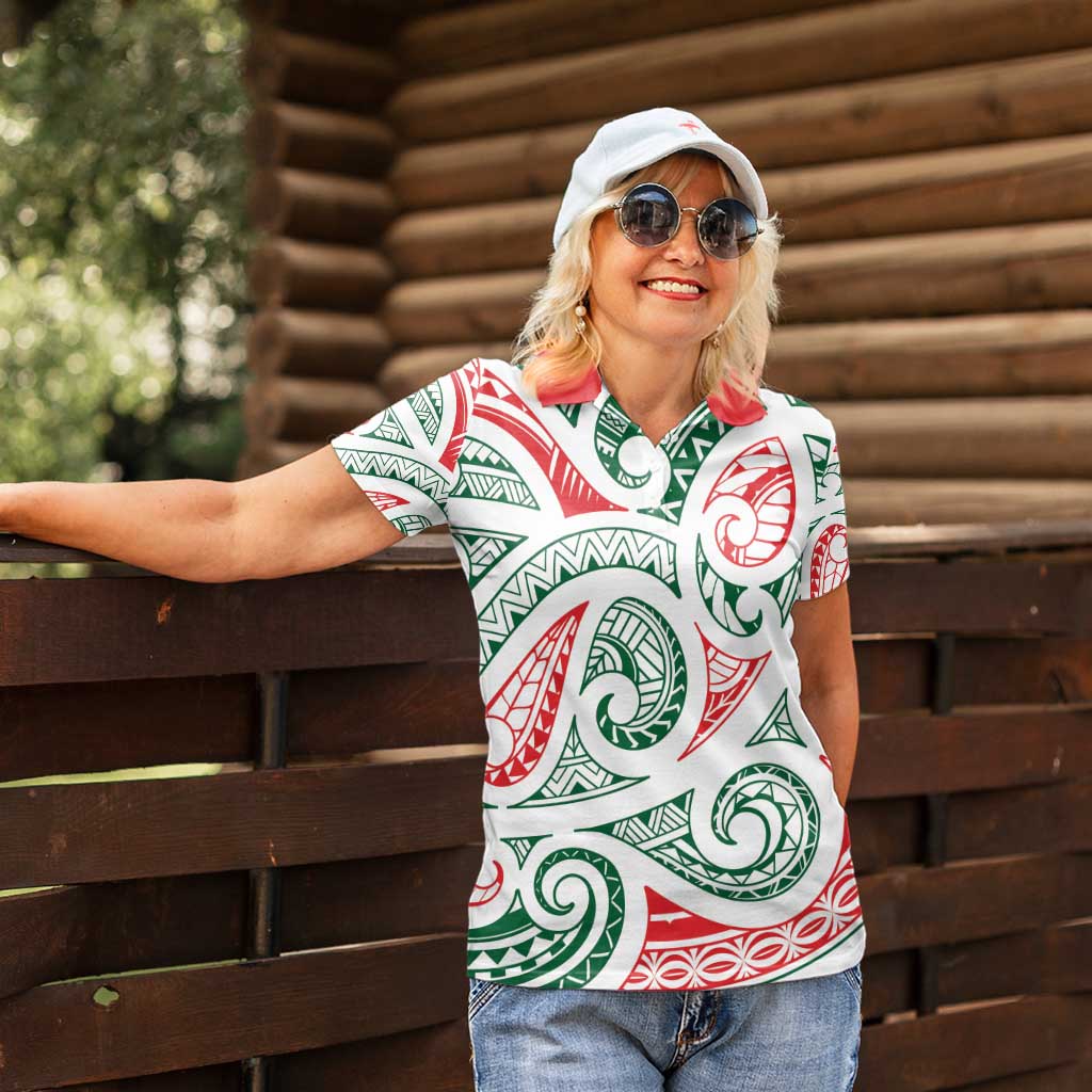 New Zealand Kowhaiwhai Christmas Women Polo Shirt Traditional Maori Koru Pattern - Aussie Hoodie