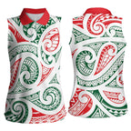 New Zealand Kowhaiwhai Christmas Women Sleeveless Polo Shirt Traditional Maori Koru Pattern - Aussie Hoodie