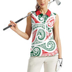 New Zealand Kowhaiwhai Christmas Women Sleeveless Polo Shirt Traditional Maori Koru Pattern - Aussie Hoodie