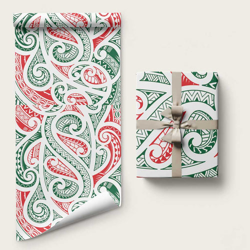 New Zealand Kowhaiwhai Christmas Wrapping Paper Traditional Maori Koru Pattern - Aussie Hoodie