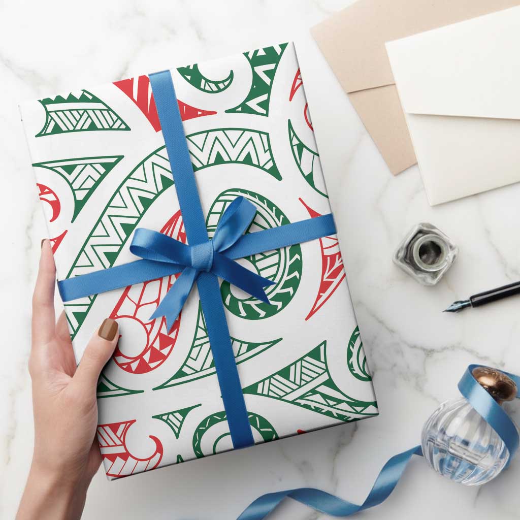 New Zealand Kowhaiwhai Christmas Wrapping Paper Traditional Maori Koru Pattern - Aussie Hoodie