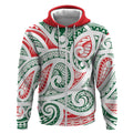 New Zealand Kowhaiwhai Christmas Zip Hoodie Traditional Maori Koru Pattern - Aussie Hoodie