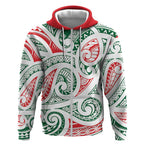 New Zealand Kowhaiwhai Christmas Zip Hoodie Traditional Maori Koru Pattern - Aussie Hoodie