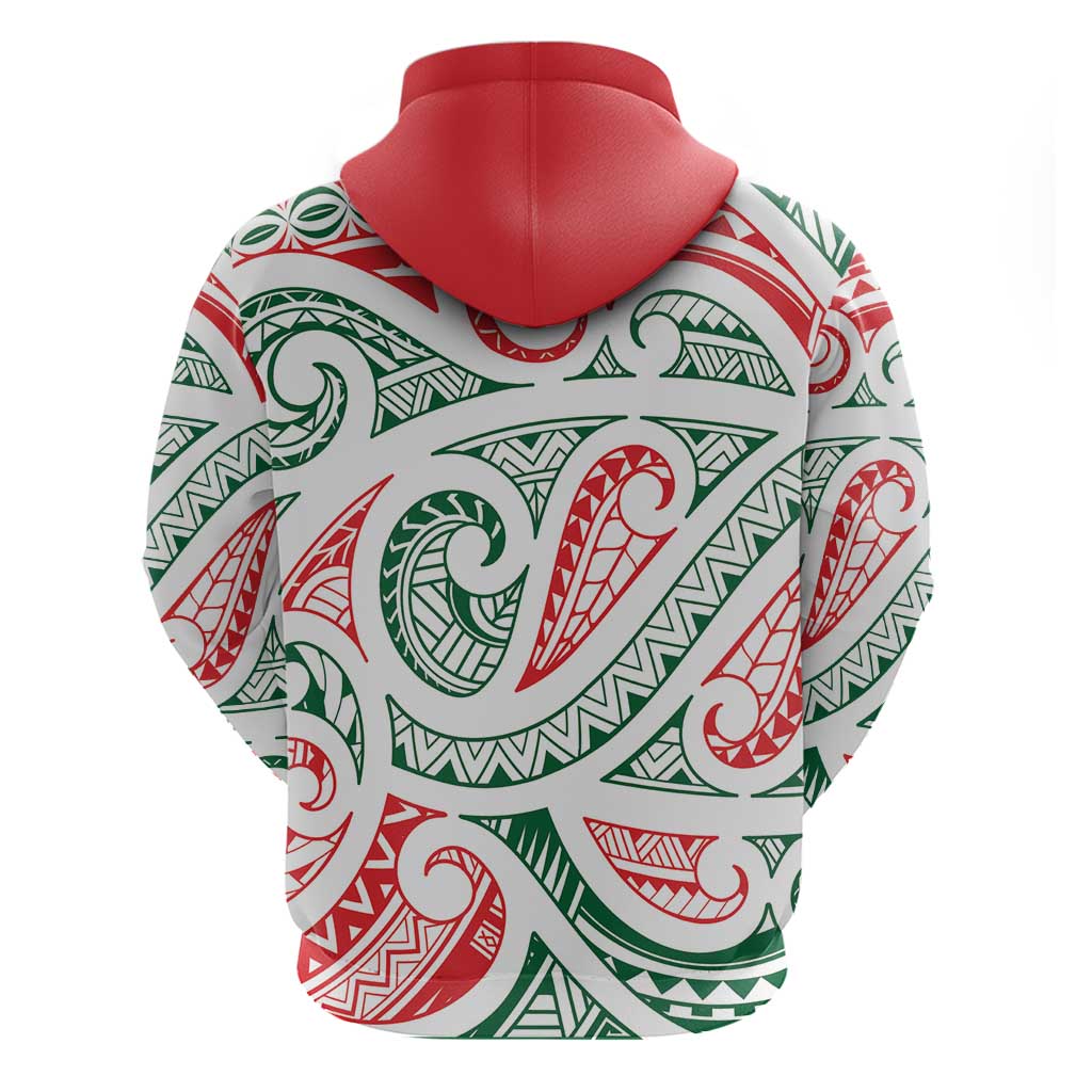 New Zealand Kowhaiwhai Christmas Zip Hoodie Traditional Maori Koru Pattern - Aussie Hoodie