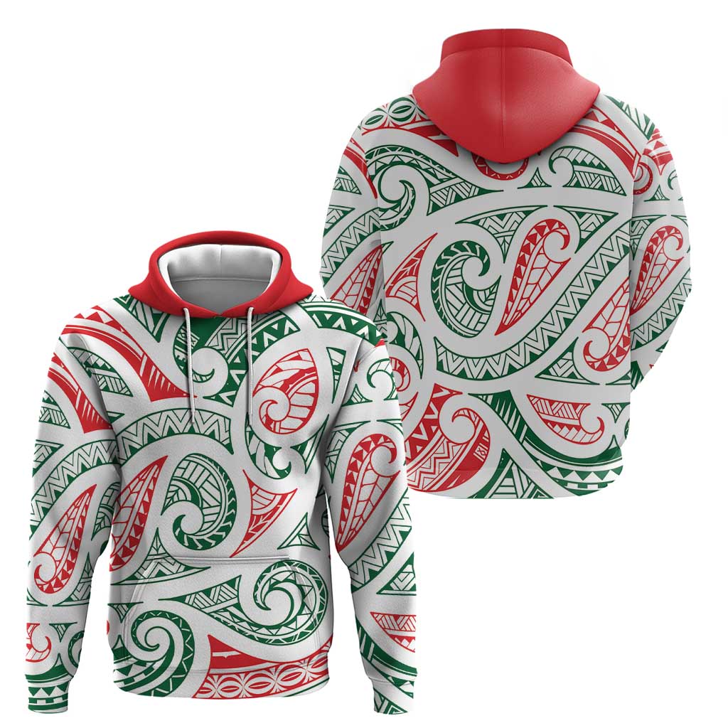 New Zealand Kowhaiwhai Christmas Zip Hoodie Traditional Maori Koru Pattern - Aussie Hoodie