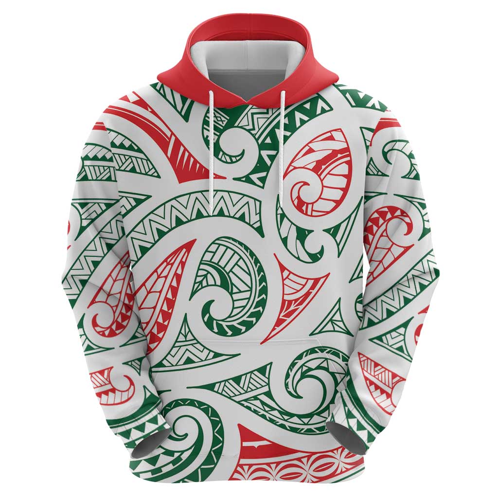 New Zealand Kowhaiwhai Christmas Zip Hoodie Traditional Maori Koru Pattern - Aussie Hoodie