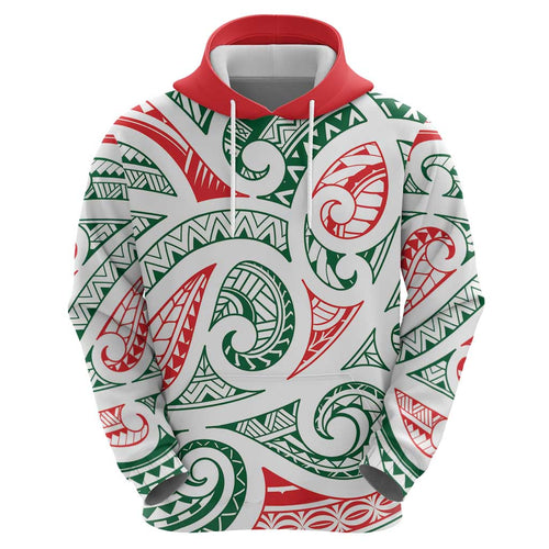 New Zealand Kowhaiwhai Christmas Zip Hoodie Traditional Maori Koru Pattern - Aussie Hoodie