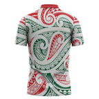 New Zealand Kowhaiwhai Christmas Zipper Polo Shirt Traditional Maori Koru Pattern - Aussie Hoodie