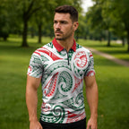 New Zealand Kowhaiwhai Christmas Zipper Polo Shirt Traditional Maori Koru Pattern - Aussie Hoodie