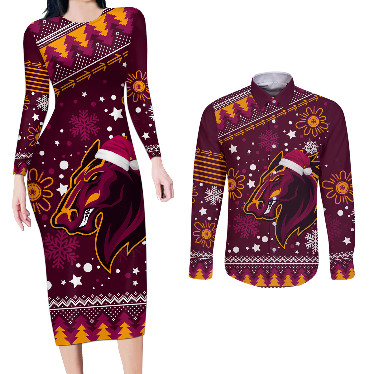 broncos-rugby-couples-matching-long-sleeve-bodycon-dress-and-long-sleeve-button-shirts-heart-of-all-queenland-2023-christmas-vibe-unique