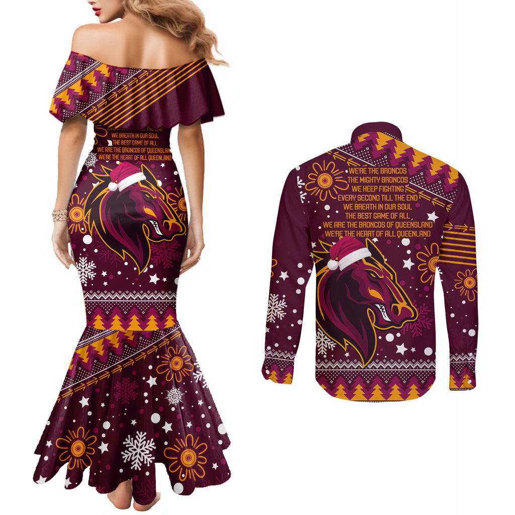 broncos-rugby-couples-matching-mermaid-dress-and-long-sleeve-button-shirts-heart-of-all-queenland-2023-christmas-vibe-unique