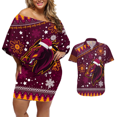 broncos-rugby-couples-matching-off-shoulder-short-dress-and-hawaiian-shirt-heart-of-all-queenland-2023-christmas-vibe-unique