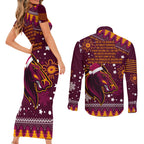 broncos-rugby-couples-matching-short-sleeve-bodycon-dress-and-long-sleeve-button-shirts-heart-of-all-queenland-2023-christmas-vibe-unique