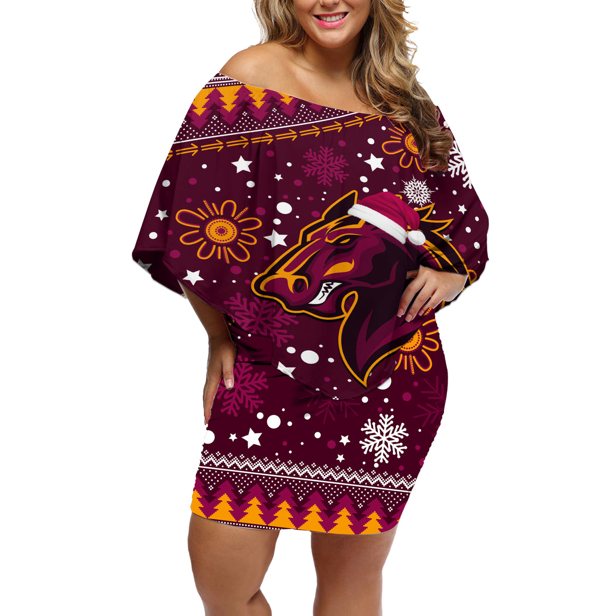 broncos-rugby-off-shoulder-short-dress-heart-of-all-queenland-2023-christmas-vibe-unique