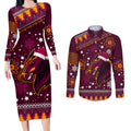 custom-broncos-rugby-couples-matching-long-sleeve-bodycon-dress-and-long-sleeve-button-shirts-heart-of-all-queenland-2023-christmas-vibe-unique
