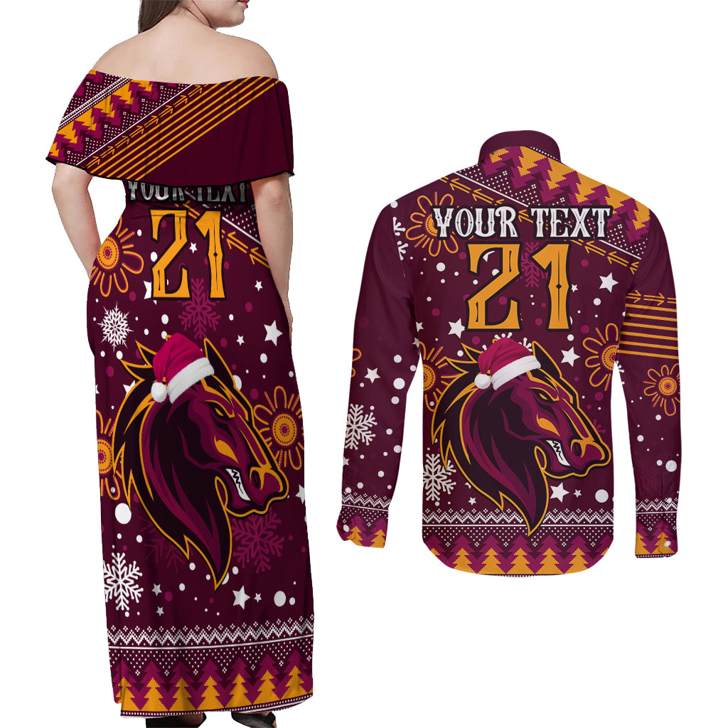 custom-broncos-rugby-couples-matching-off-shoulder-maxi-dress-and-long-sleeve-button-shirts-heart-of-all-queenland-2023-christmas-vibe-unique