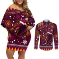 custom-broncos-rugby-couples-matching-off-shoulder-short-dress-and-long-sleeve-button-shirts-heart-of-all-queenland-2023-christmas-vibe-unique