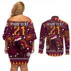 custom-broncos-rugby-couples-matching-off-shoulder-short-dress-and-long-sleeve-button-shirts-heart-of-all-queenland-2023-christmas-vibe-unique