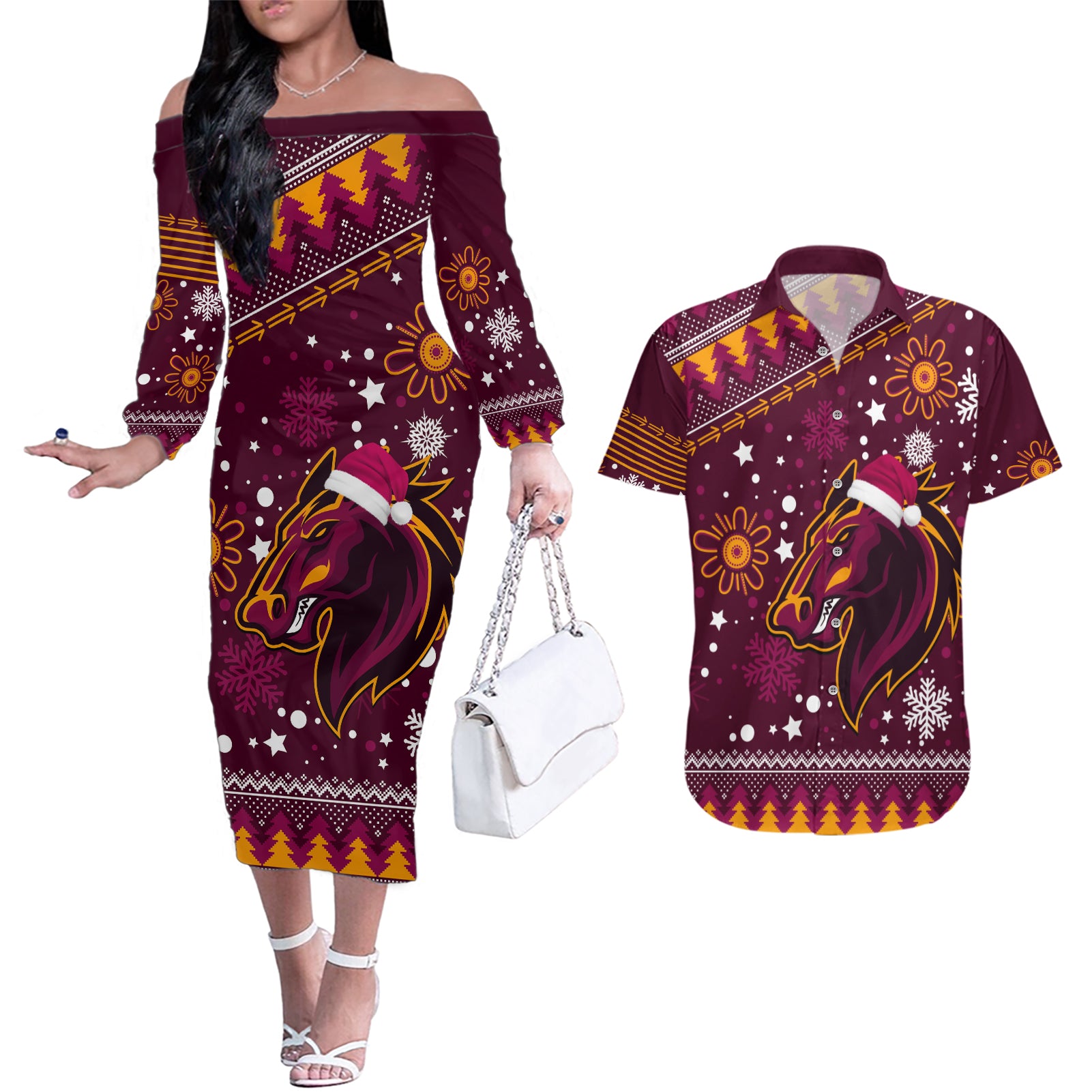 custom-broncos-rugby-couples-matching-off-the-shoulder-long-sleeve-dress-and-hawaiian-shirt-heart-of-all-queenland-2023-christmas-vibe-unique
