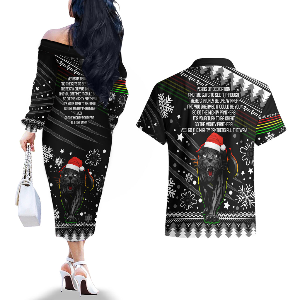 panthers-rugby-couples-matching-off-the-shoulder-long-sleeve-dress-and-hawaiian-shirt-go-the-mighty-panthers-2023-christmas-vibe-unique