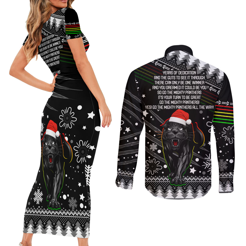 panthers-rugby-couples-matching-short-sleeve-bodycon-dress-and-long-sleeve-button-shirts-go-the-mighty-panthers-2023-christmas-vibe-unique