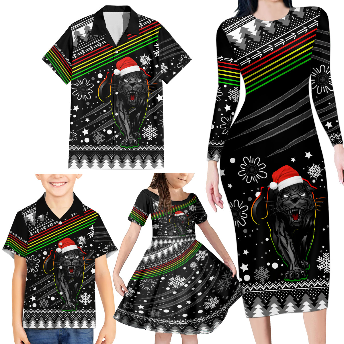 panthers-rugby-family-matching-long-sleeve-bodycon-dress-and-hawaiian-shirt-go-the-mighty-panthers-2023-christmas-vibe-unique