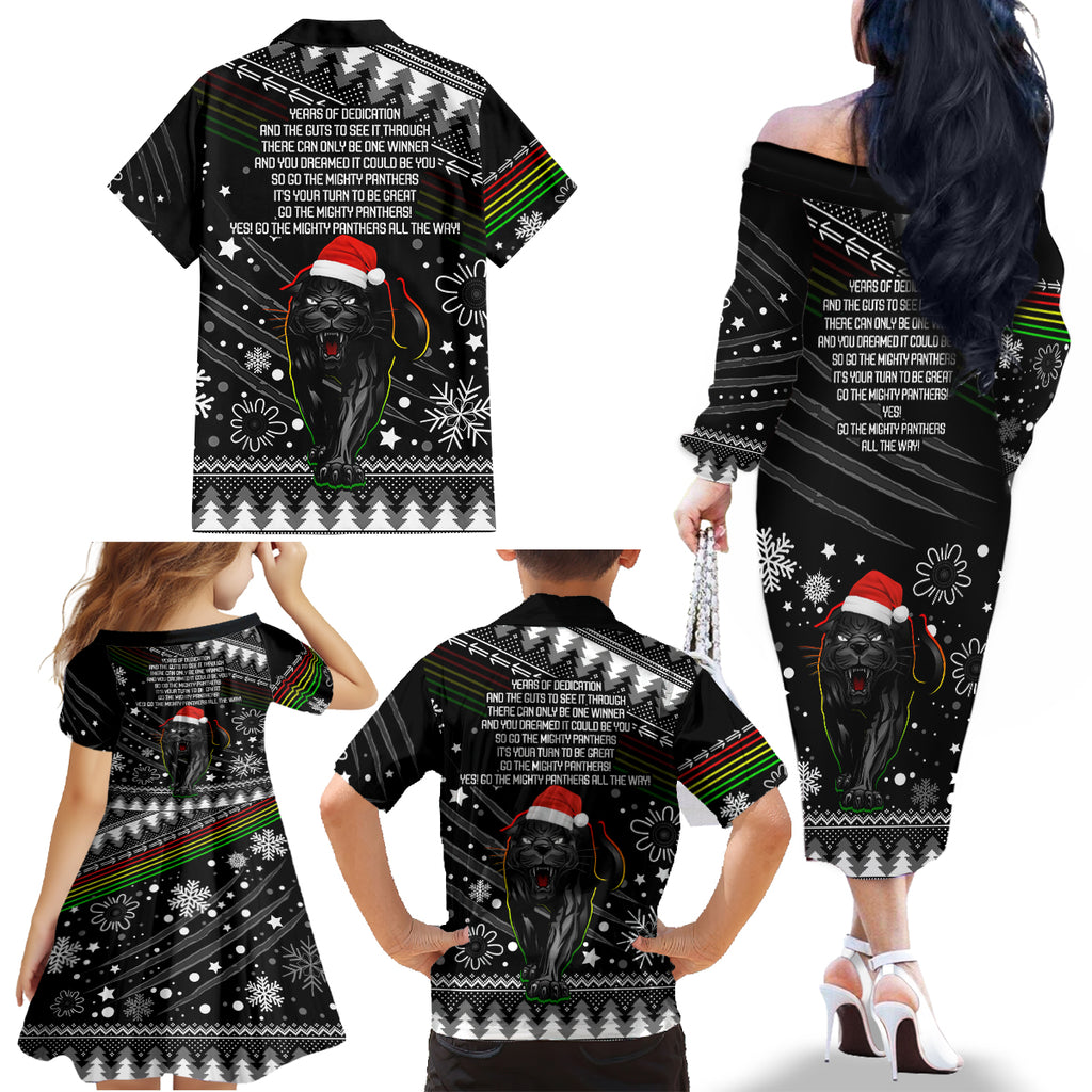 panthers-rugby-family-matching-off-shoulder-long-sleeve-dress-and-hawaiian-shirt-go-the-mighty-panthers-2023-christmas-vibe-unique