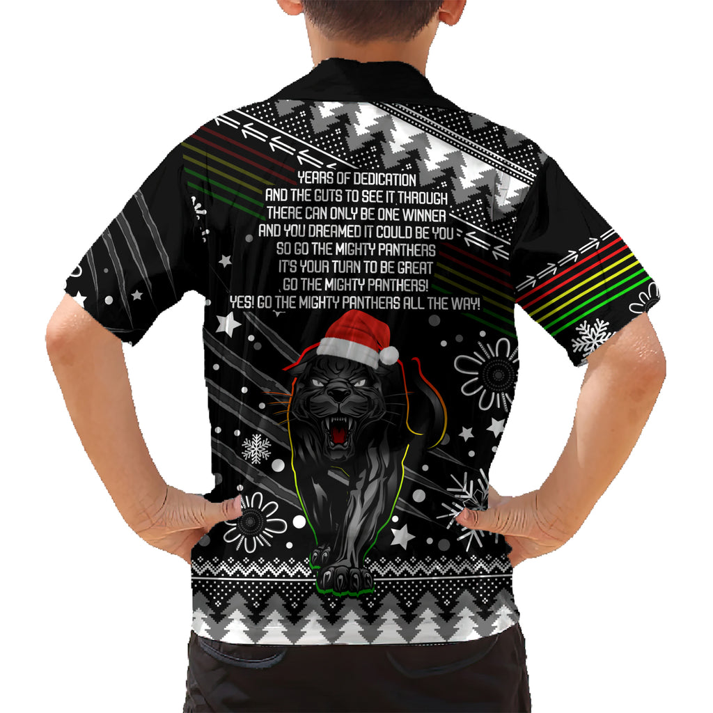 panthers-rugby-family-matching-short-sleeve-bodycon-dress-and-hawaiian-shirt-go-the-mighty-panthers-2023-christmas-vibe-unique