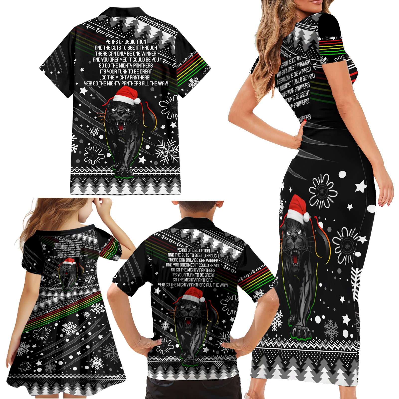 panthers-rugby-family-matching-short-sleeve-bodycon-dress-and-hawaiian-shirt-go-the-mighty-panthers-2023-christmas-vibe-unique