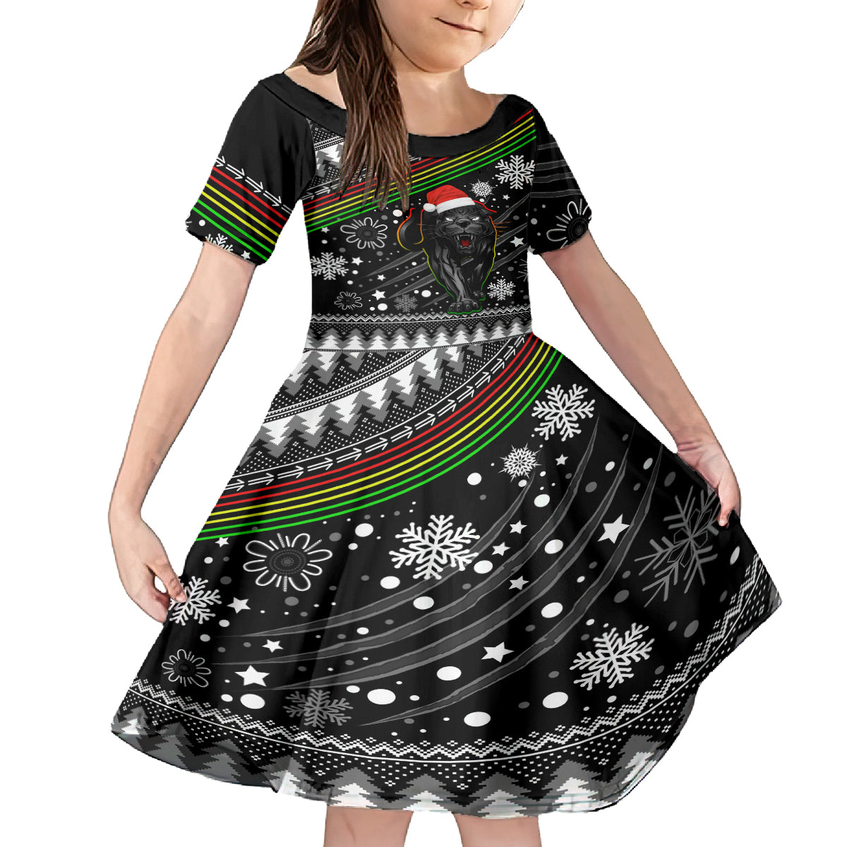 panthers-rugby-kid-short-sleeve-dress-go-the-mighty-panthers-2023-christmas-vibe-unique