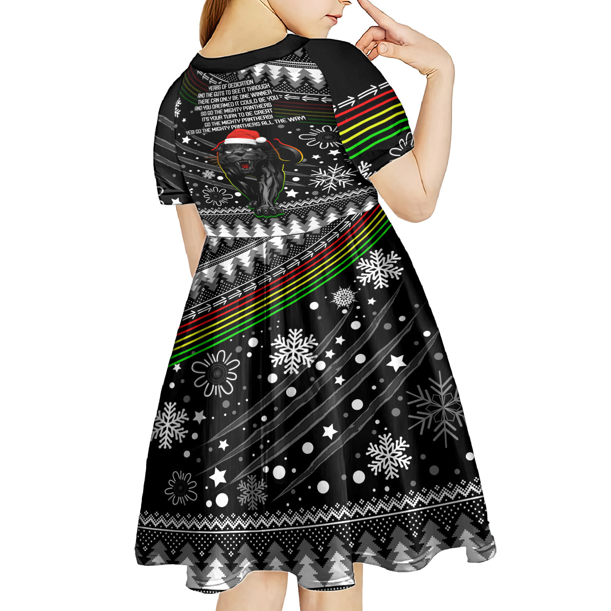 panthers-rugby-kid-short-sleeve-dress-go-the-mighty-panthers-2023-christmas-vibe-unique