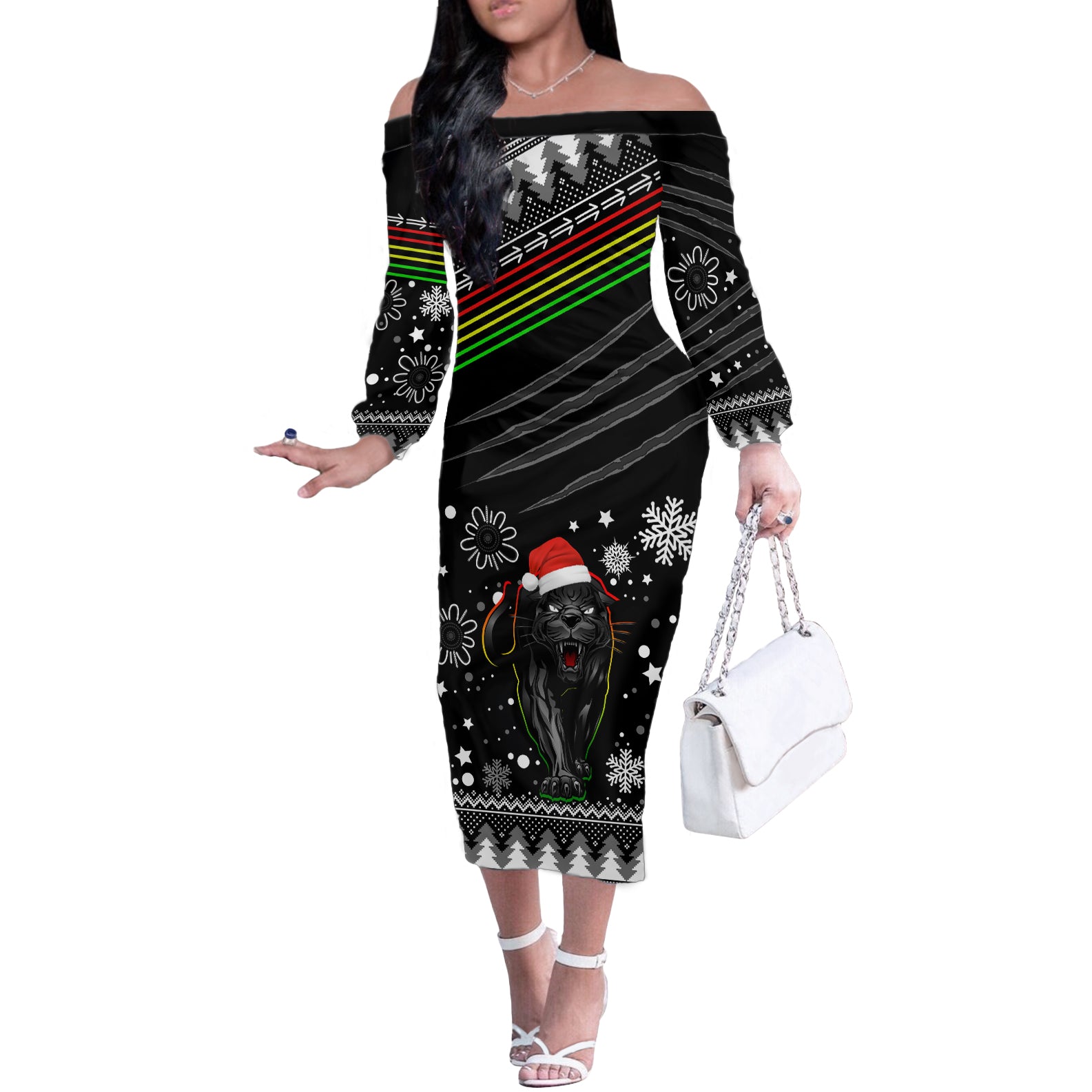 panthers-rugby-off-the-shoulder-long-sleeve-dress-go-the-mighty-panthers-2023-christmas-vibe-unique