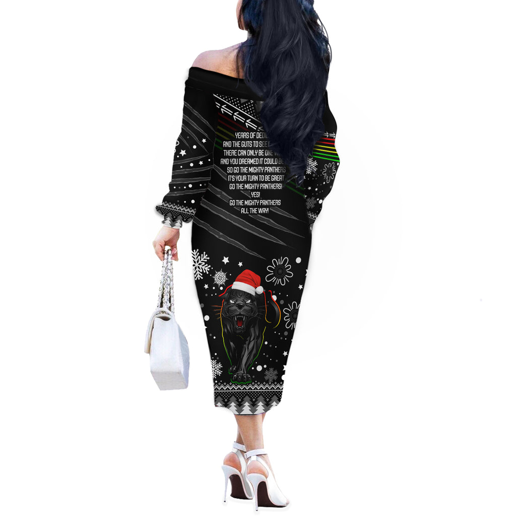 panthers-rugby-off-the-shoulder-long-sleeve-dress-go-the-mighty-panthers-2023-christmas-vibe-unique