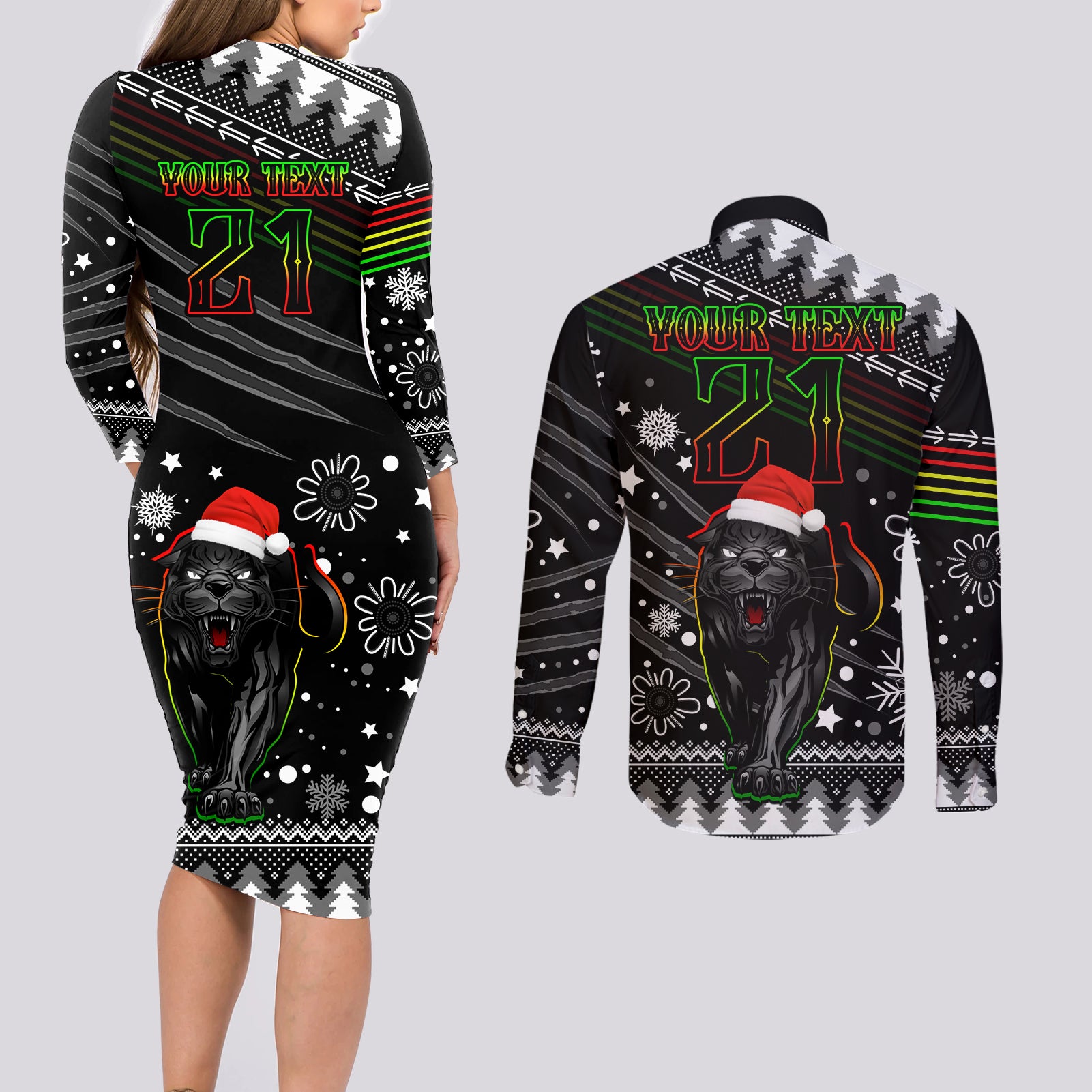 custom-panthers-rugby-couples-matching-long-sleeve-bodycon-dress-and-long-sleeve-button-shirts-go-the-mighty-panthers-2023-christmas-vibe-unique