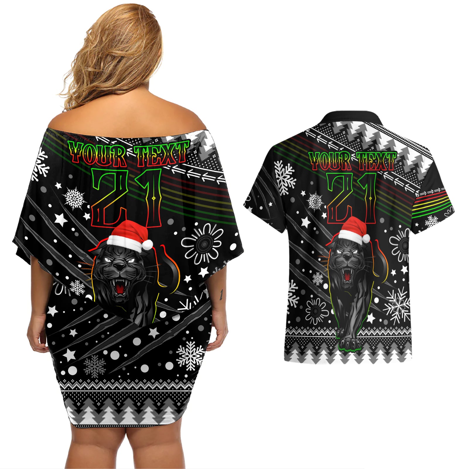 custom-panthers-rugby-couples-matching-off-shoulder-short-dress-and-hawaiian-shirt-go-the-mighty-panthers-2023-christmas-vibe-unique