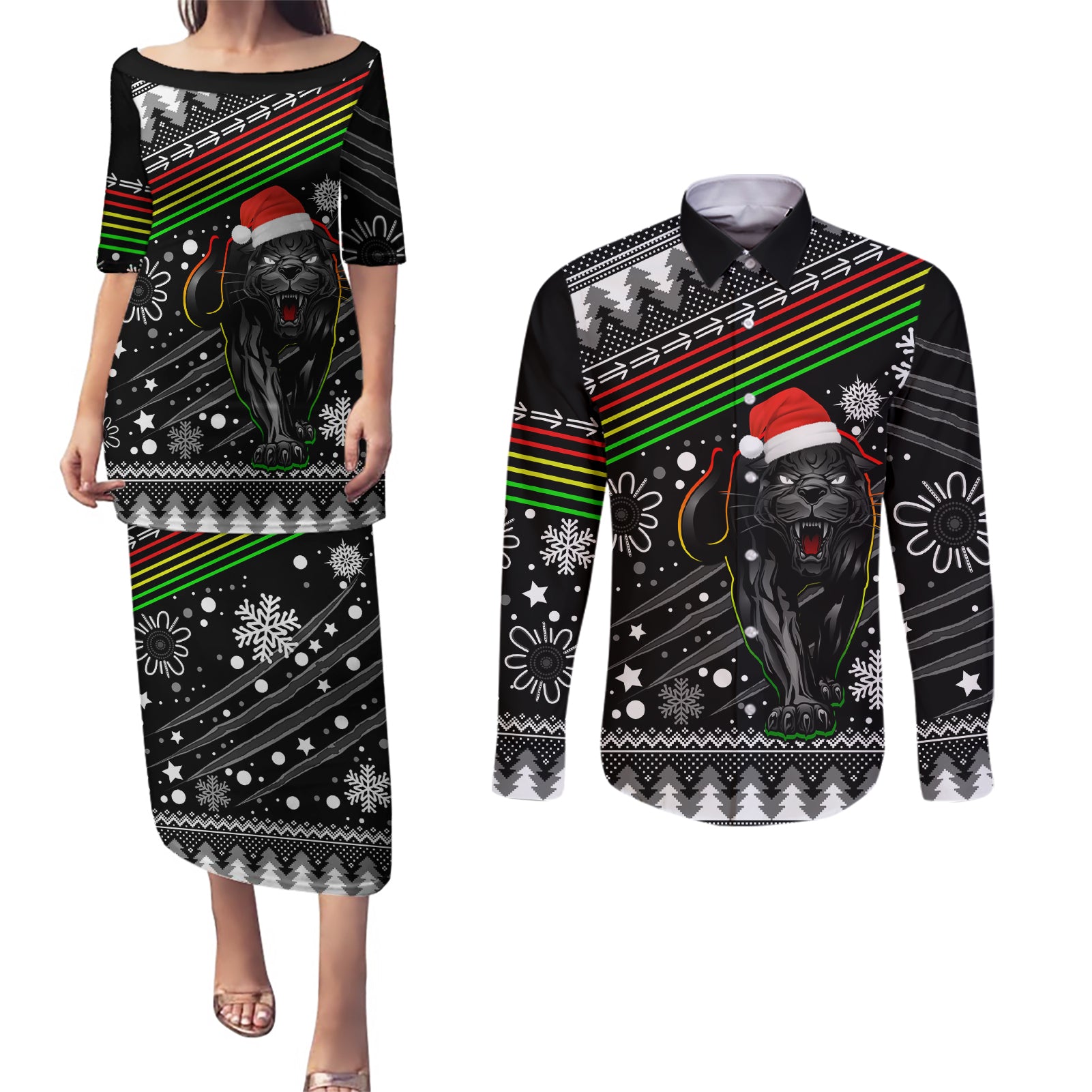 custom-panthers-rugby-couples-matching-puletasi-dress-and-long-sleeve-button-shirts-go-the-mighty-panthers-2023-christmas-vibe-unique