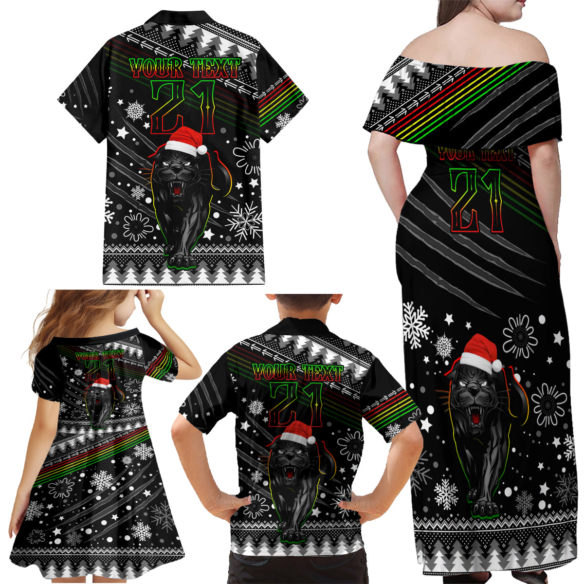 custom-panthers-rugby-family-matching-off-shoulder-maxi-dress-and-hawaiian-shirt-go-the-mighty-panthers-2023-christmas-vibe-unique